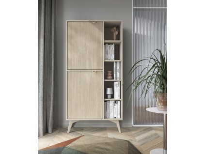 Regál Gump FRG81 - pískově béžová/dub Herringbone scandi