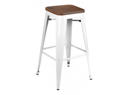 BAROVÁ ŽIDLE TOWER WOOD 75 CM BÍLÁ SOSNA ANTICKÁ/KOV