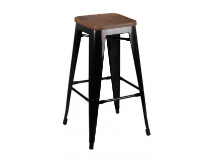 BAROVÁ ŽIDLE TOWER WOOD 75 CM ČERNÁ SOSNA ANTICKÁ/KOV