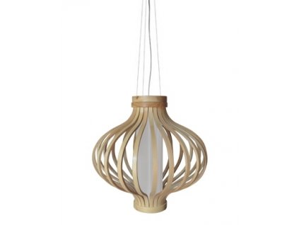 Lustr - lampa závěsná BAREL 38 dřevo/syntetická látka