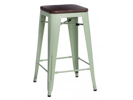Barová židle Paris Wood 65cm zelená sosna ořech