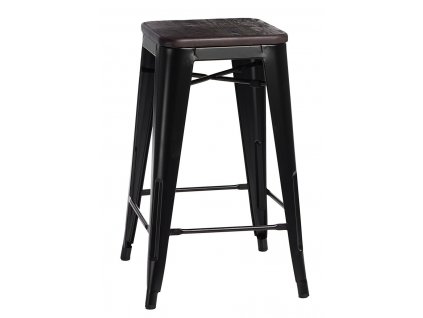 Barová židle Paris Wood 65cm černá sosna kartáčovaná
