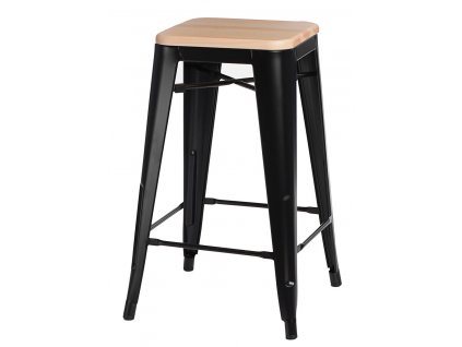 Barová židle Paris Wood 65cm černá sosna přírodní