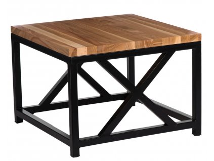 Stolek Loft 60x60 černý profil 30 mm lakovaná deska z přírodní třešně