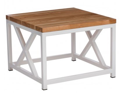 Stolek Loft 45x45 bílý profil 30 mm lakovaná deska z přírodní třešně