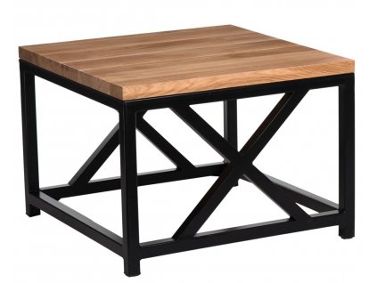 Stolek LOFT 45x45 černý profil 30 mm lakovaná deska přírodní dub
