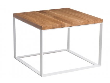 Stolek SQUARE 45x45 bílá plocha. 40 mm lakovaná deska přírodní dub