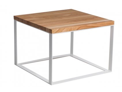 Stolek Square 45x45 bílá plocha. 40 mm lakovaná deska z přírodní třešně