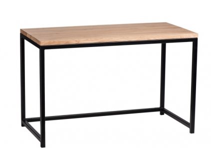 Psací stůl Hooper 120x60cm černý profil 30mm deska lakovaný přírodní dub