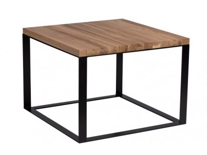 Stolek Square 45x45 černý plochý. 40 mm deska lakovaný přírodní dub