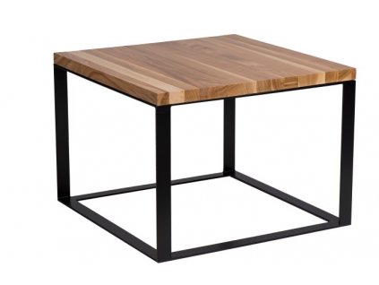 Stolek Square 45x45 černý plochý. 40 mm deska lakovaná přírodní třešeň