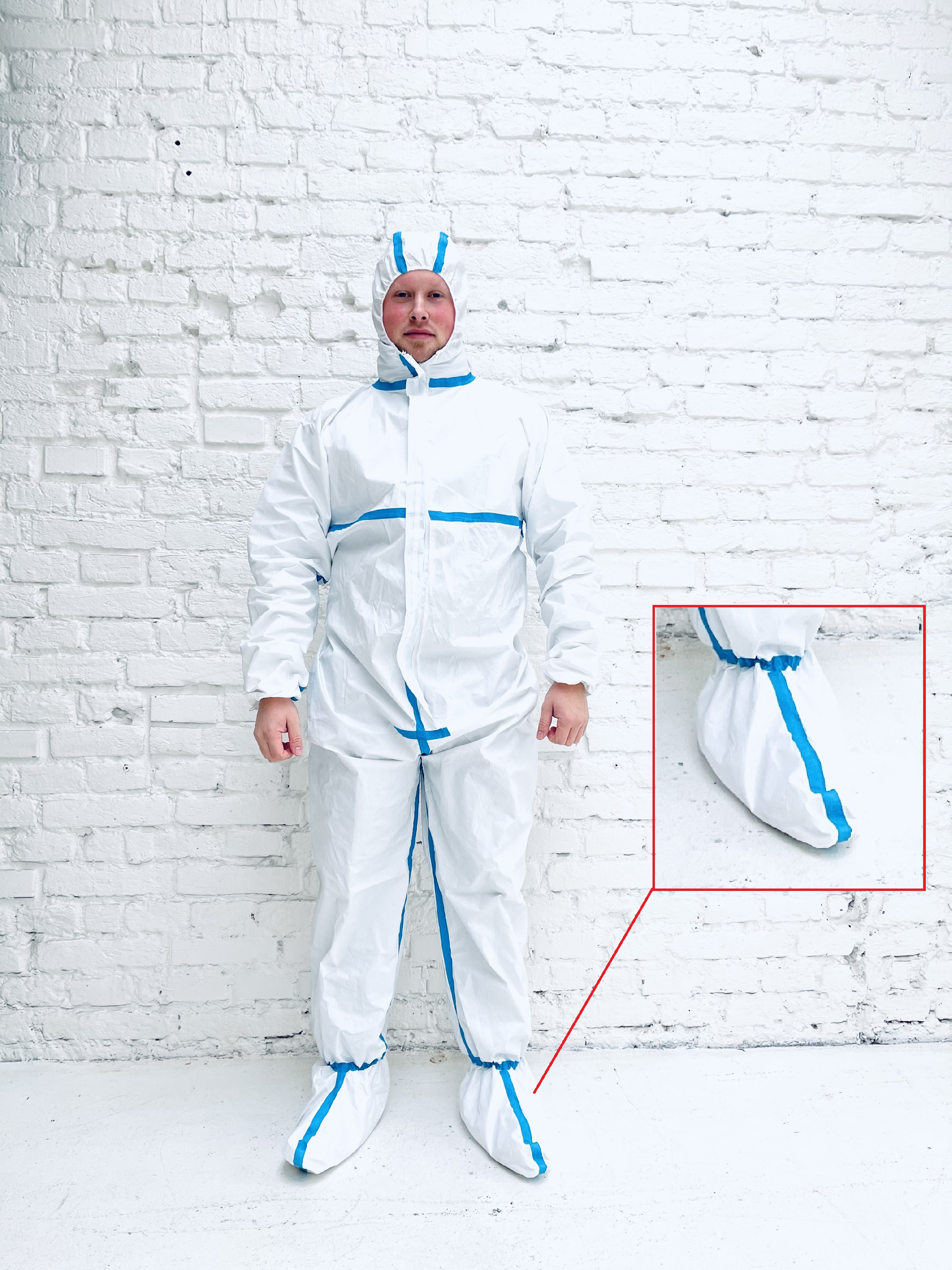 Profi ochranný oblek antiCovid 3/4 RUNSAN 63g/m2 M(170cm) - bílý 1ks | CVD > Ochranné obleky