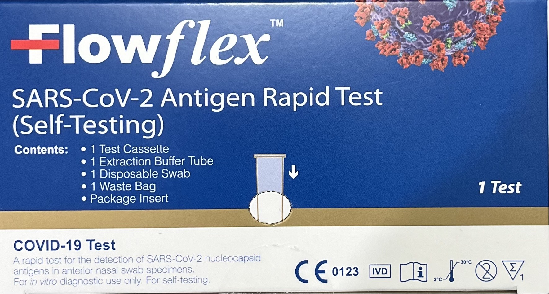 Test na Covid 1ks (do nosu pro domácí použití) Značka: Flowflex Množství I: 1ks.EXP.10.2027