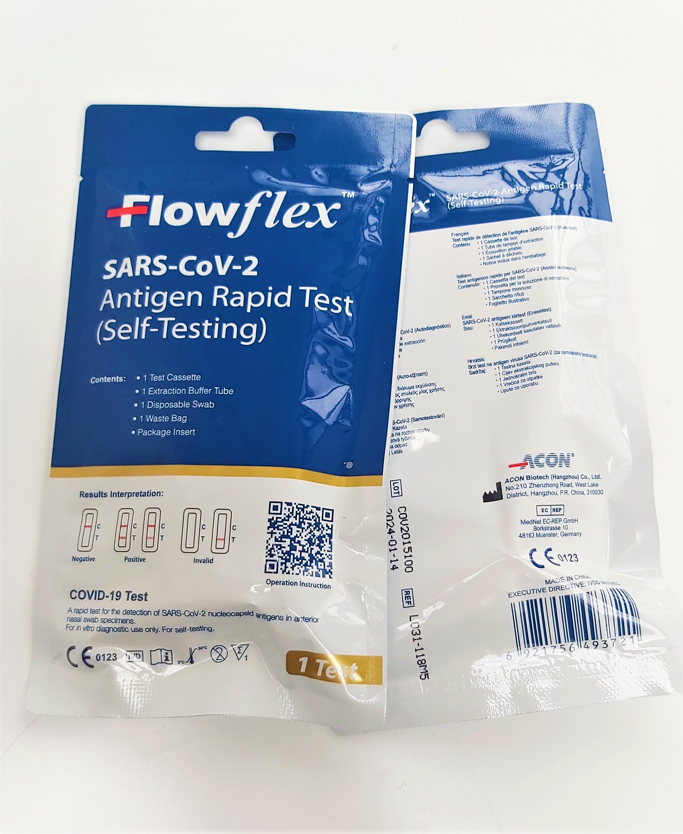 Levně Flowflex 1ks SARS-CoV-2 Antigen Rapid Test ACON Biotech (Hangzhou) Co., Ltd. - SAMOTEST Množství I: 1ks.EXP.12.2025