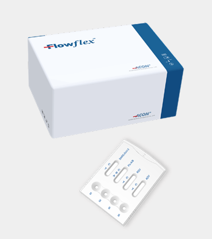 Levně Flowflex 20ks - Sars CoV2 - Chřipka A/B - RSV - Adenovirus Antigen Combo Rapid Test - Acon Biotech Množství I: 20ks. EXP.02.2026