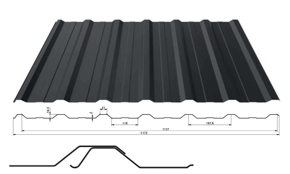 Levně Trapézový plech T-18+ tl. 0,7 mm (střešní) Barva: RAL 8017, Povrchová úprava: Poliester Standard RAL