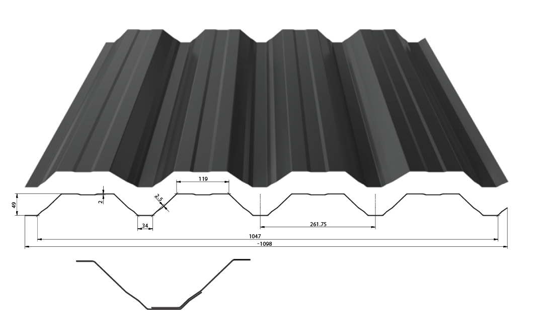 Levně Trapézový plech T-50 tl. 0,5 mm (fasádní) Barva: RAL 6020, Povrchová úprava: Pladur Relief iceCrystal