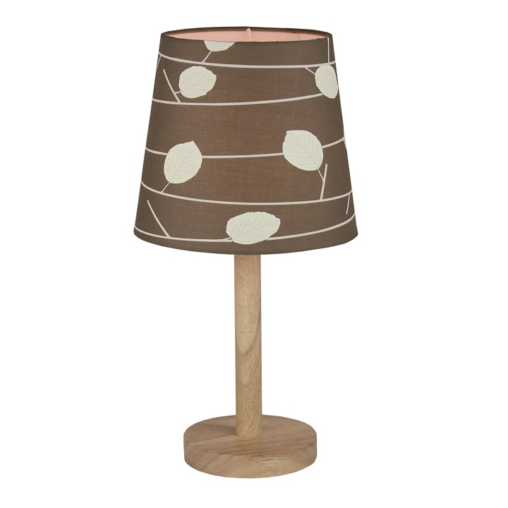 Stolní lampa, dřevo / látka vzor listy, QENNY TYP 6 | Osvětlení > Stolní lampy