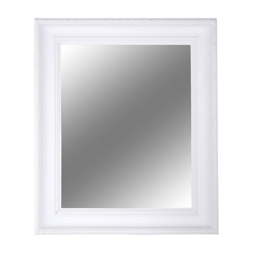 Levně Zrcadlo, dřevěný rám bílé barvy, MALKIA TYP 2