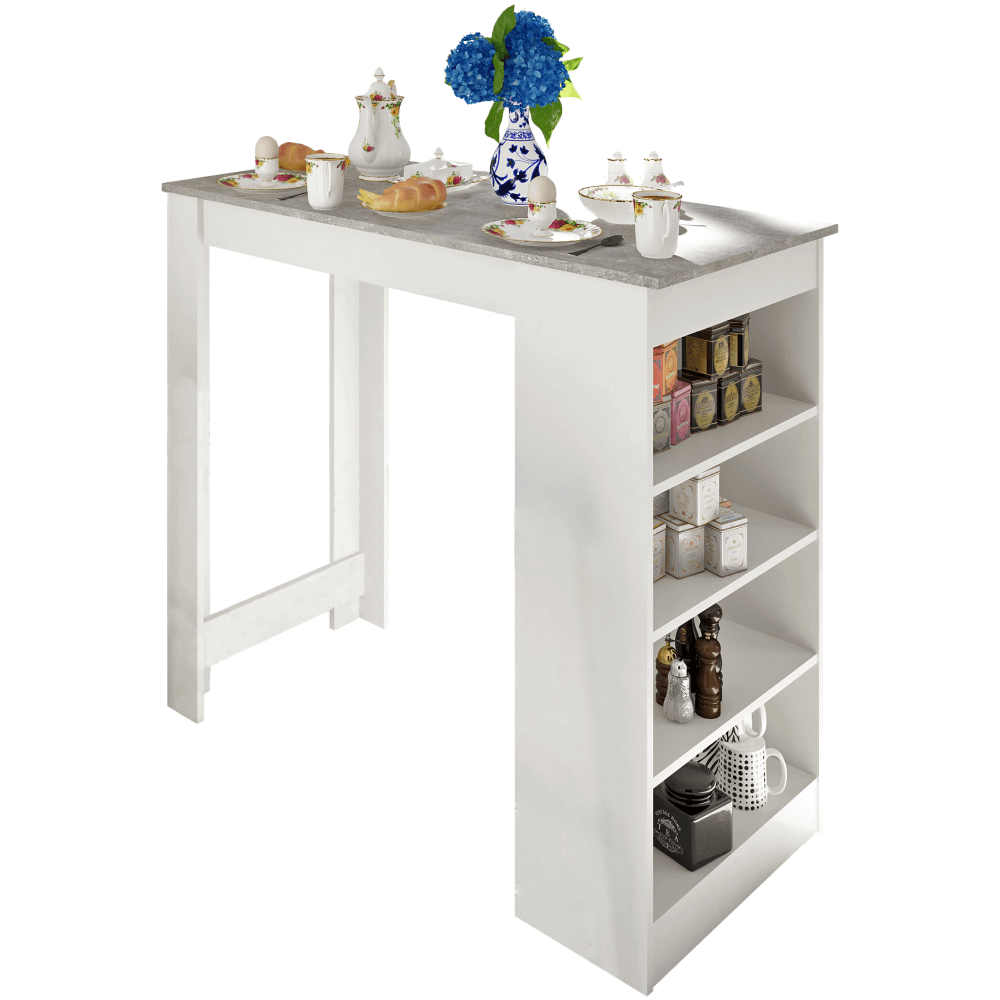 Barový stůl, bílá / beton, 117x57 cm, Austen | Nábytek a dekorace > Jídelna > Barové Stolky