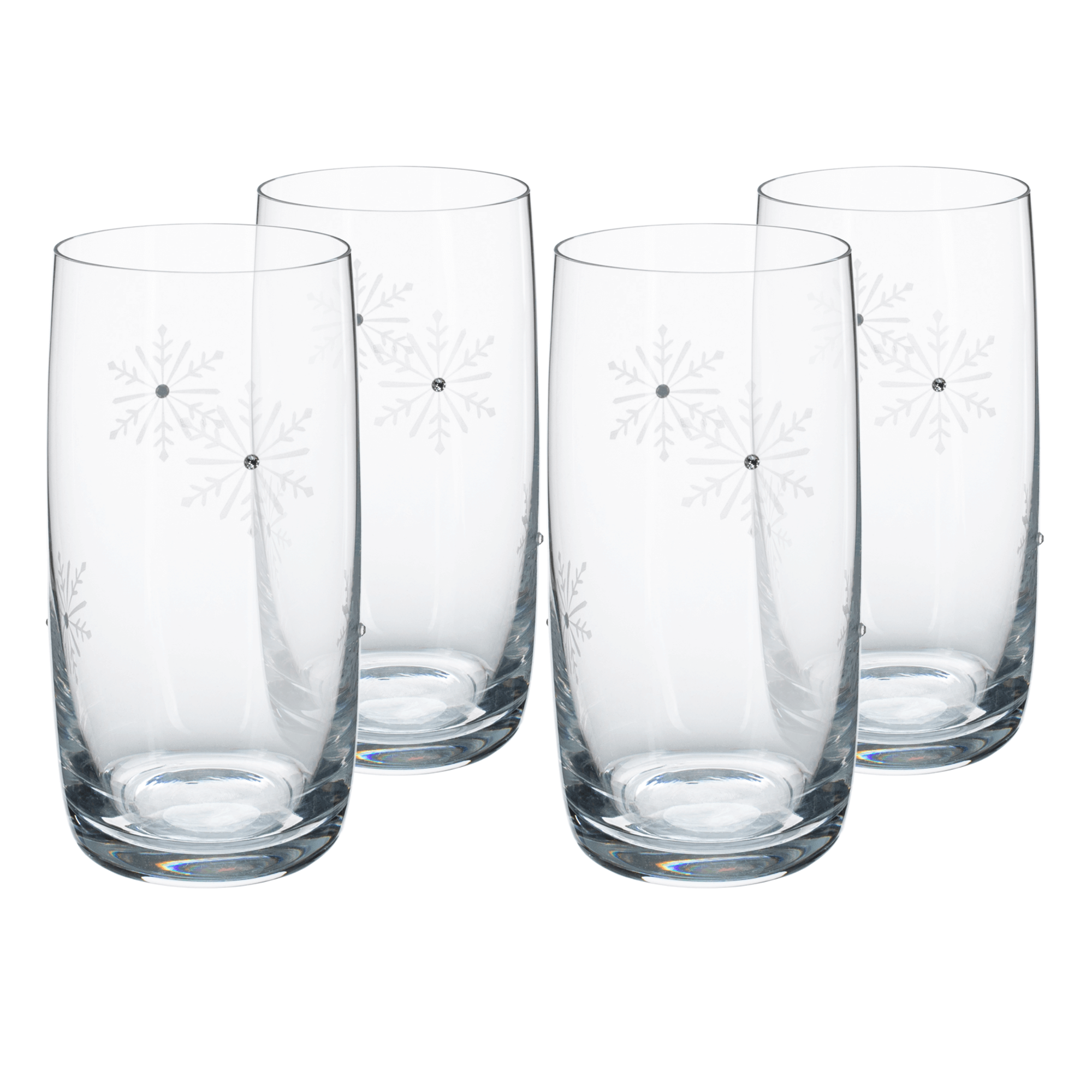 Levně TEMPO- SNOWFLAKE DRINK, sklenice na vodu, set 4 ks, s krystaly, 460 ml