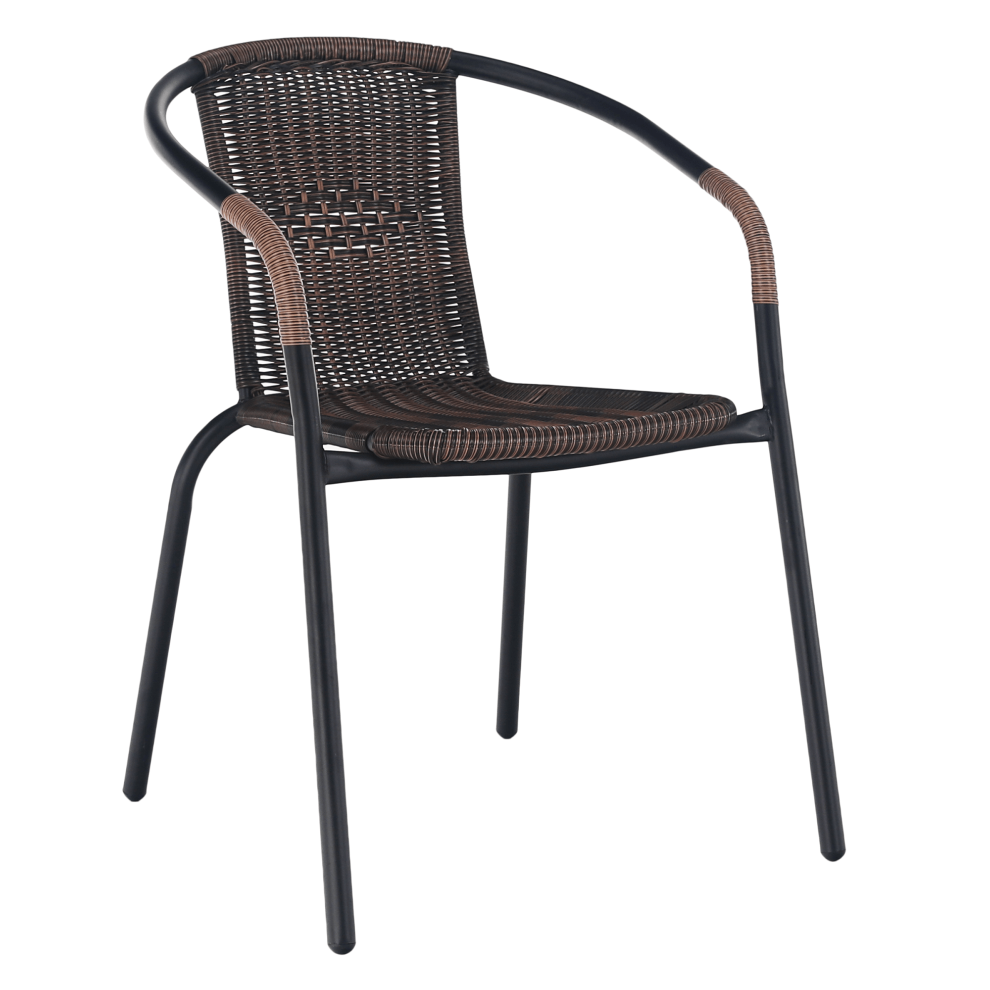 Stohovatelná židle, hnědá/černý kov, DOREN | Nábytek a dekorace > Zahrada > Zahradní židle