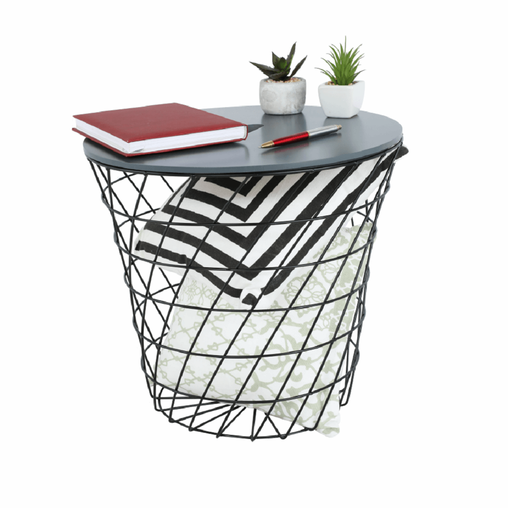 Příruční stolek, grafit / černá, BATIS TYP 2 | Nábytek a dekorace > Předsíň > Odkládací stolky a konzole