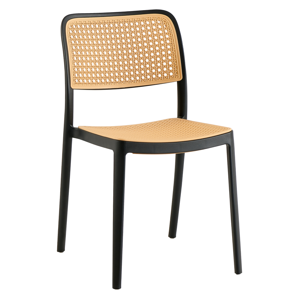 Stohovatelná židle, černá/béžová, RAVID TYP 1 | Nábytek a dekorace > Zahrada > Zahradní židle