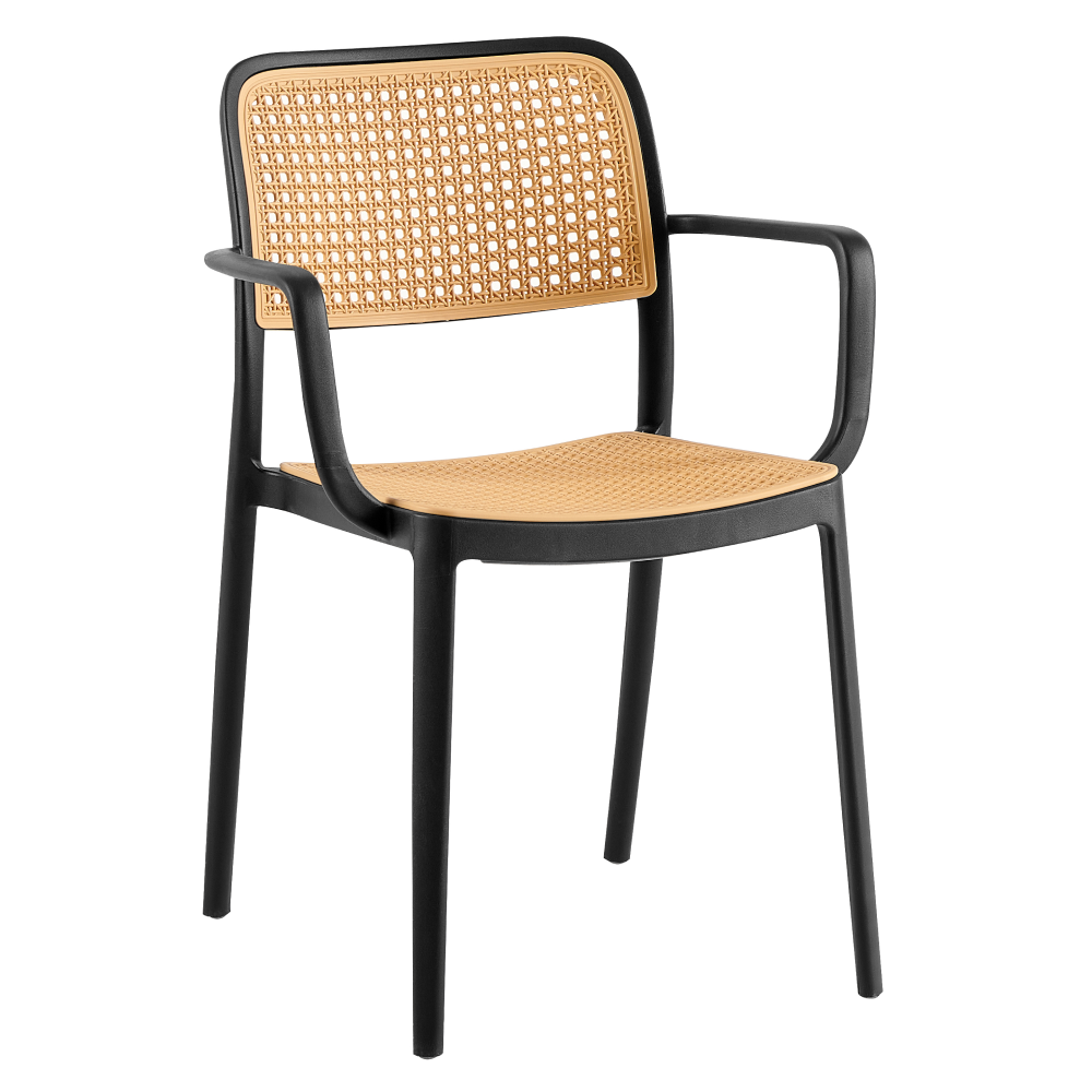 Stohovatelná židle, černá/béžová, RAVID TYP 2 | Nábytek a dekorace > Zahrada > Zahradní židle