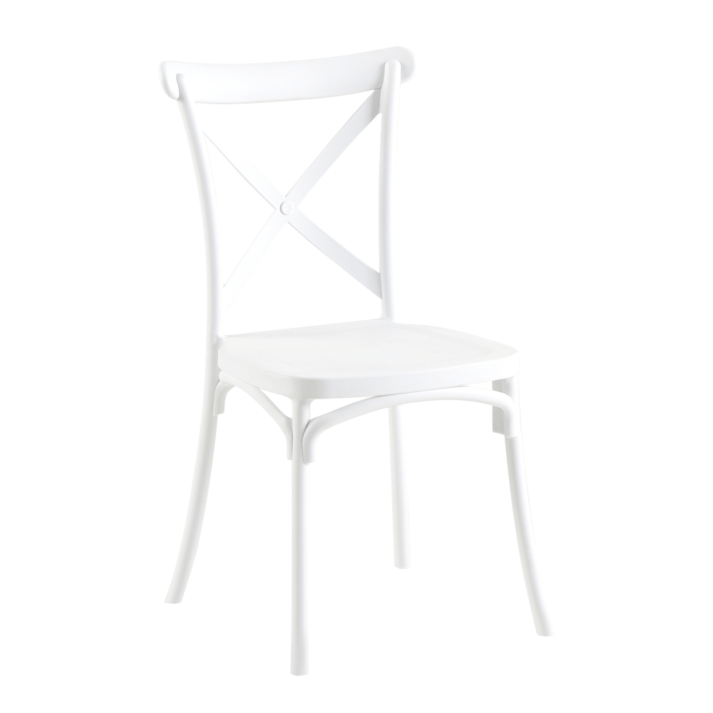 Stohovatelná židle, bílá, SAVITA | Nábytek a dekorace > Zahrada > Zahradní židle