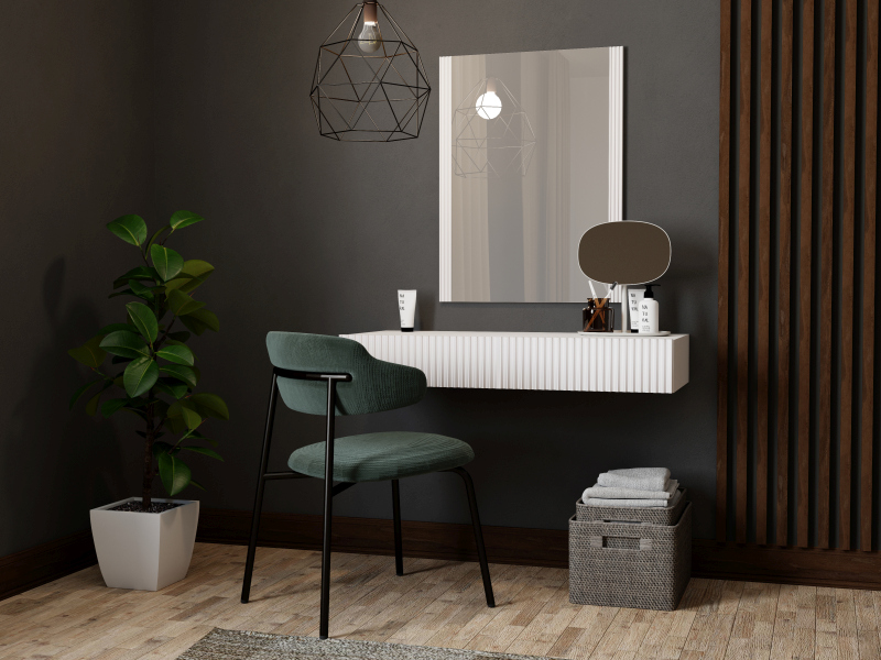 Toaletní stolek PAFOS bílá mat/bílá mat | Nábytek a dekorace > Ložnice > Toaletní stolky