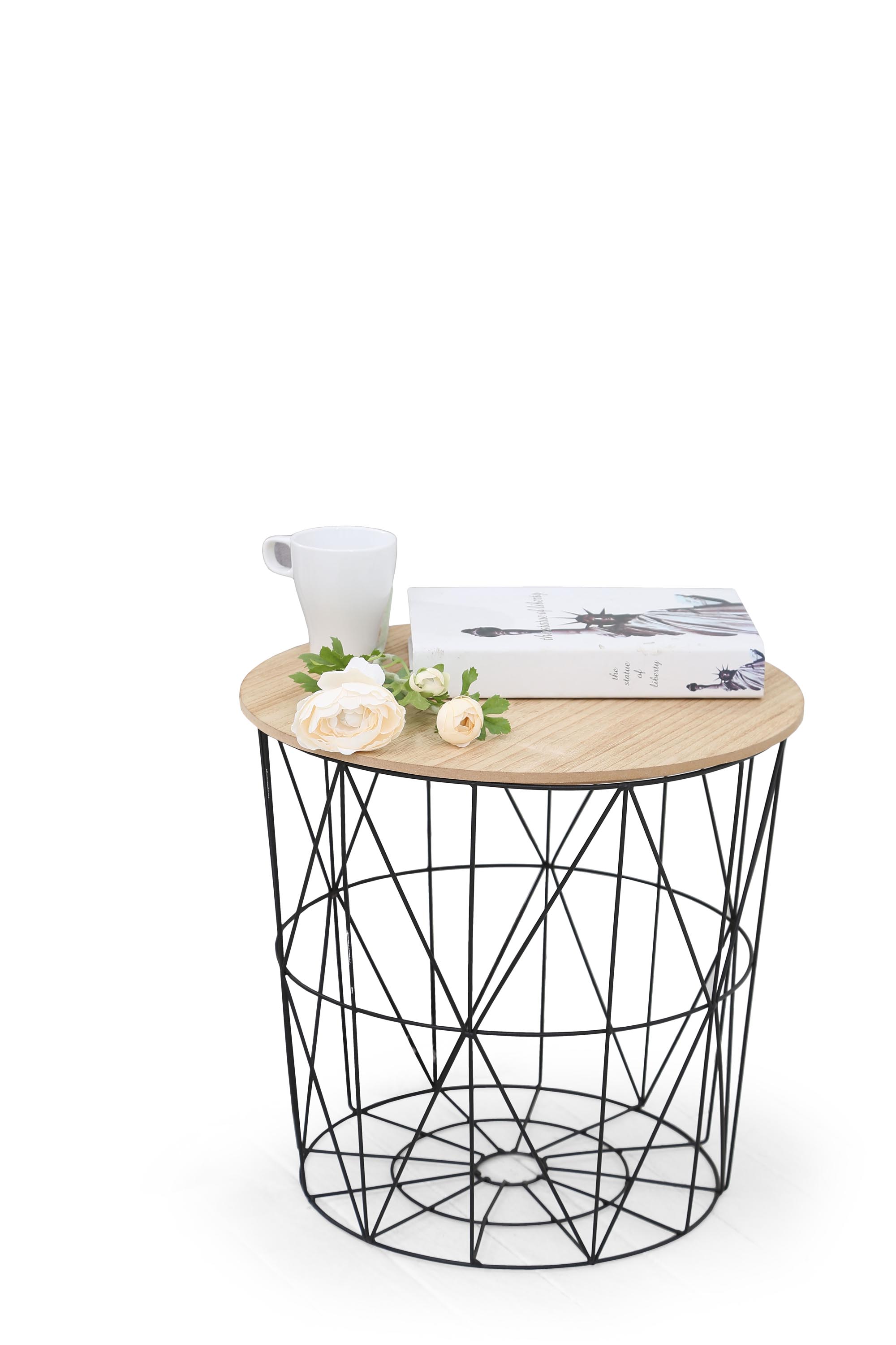Konferenční stolek MARIFFA rám - černý, vrchní deska - přírodní | Nábytek a dekorace > Obývací pokoj > Konferenční stolky