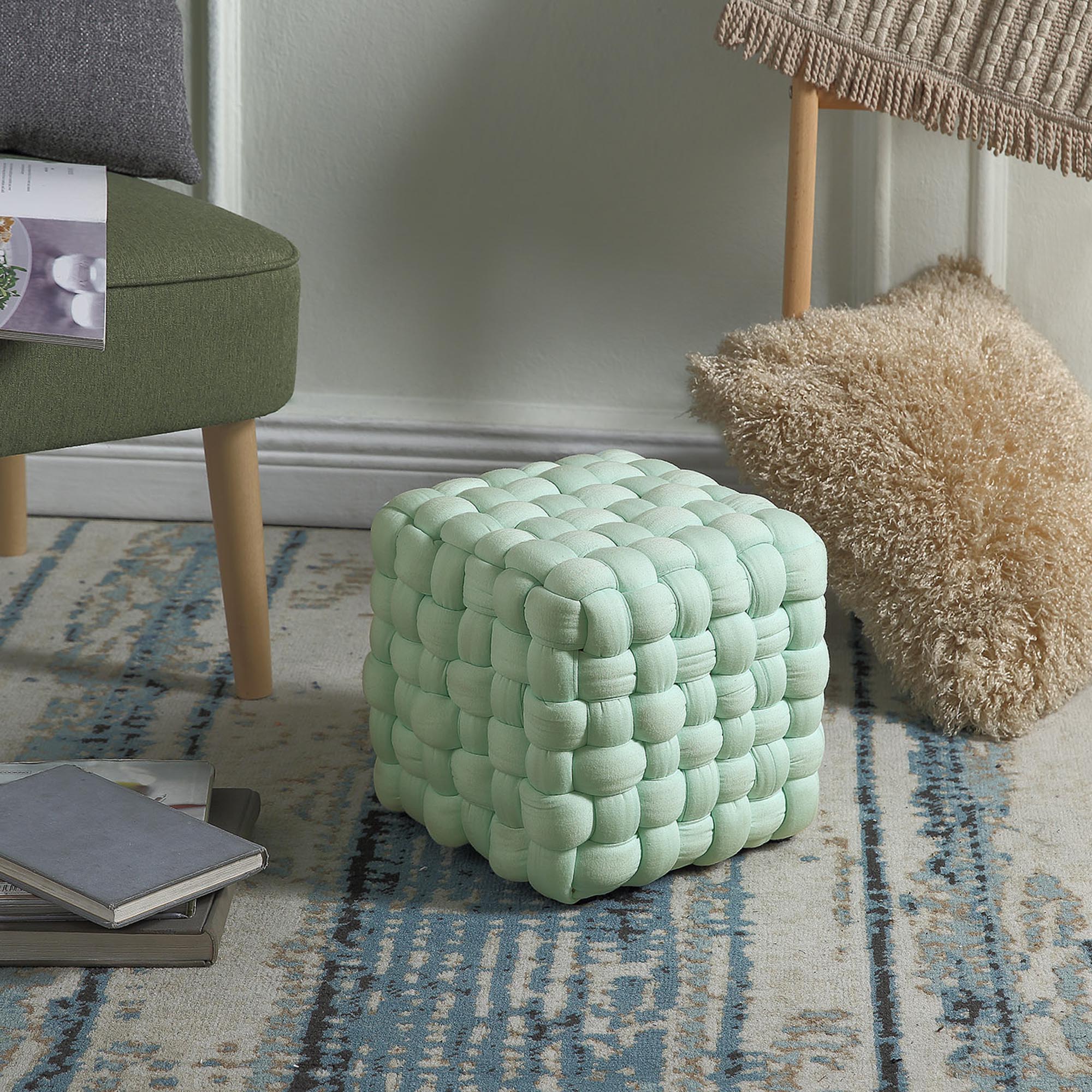 TV stolek RUBIK puf světle zelený | Nábytek a dekorace > Obývací pokoj > TV stolky