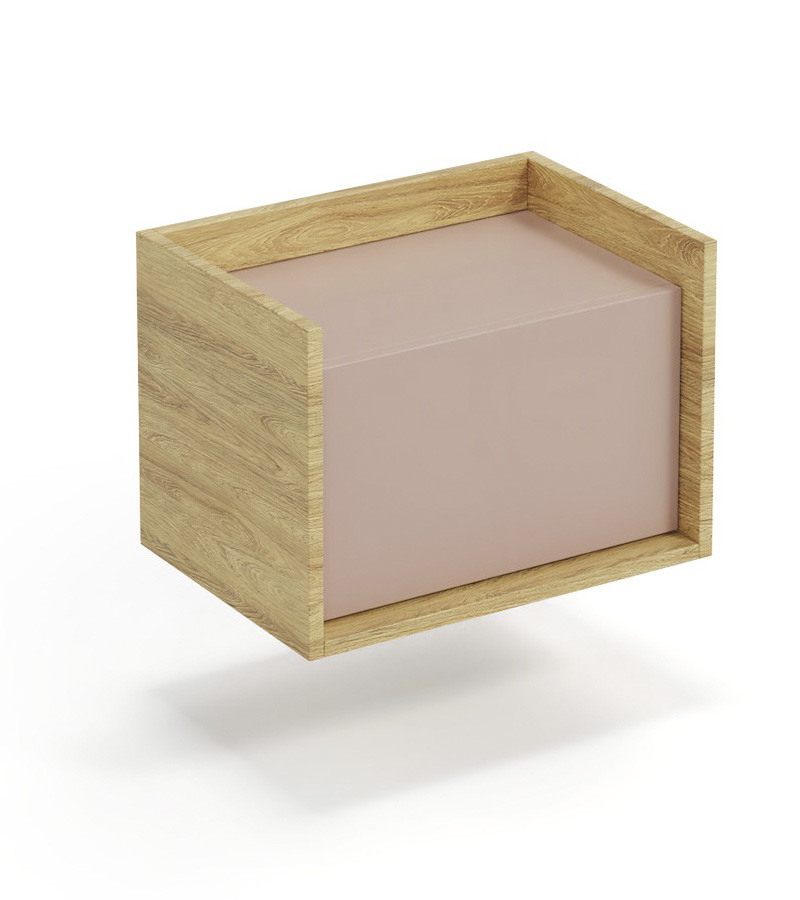 Skříňka MOBIUS LOWBARD 1D korpus - přírodní ořech, čelo - starorůžová | Nábytek a dekorace > Obývací pokoj > Skříňky a vitríny