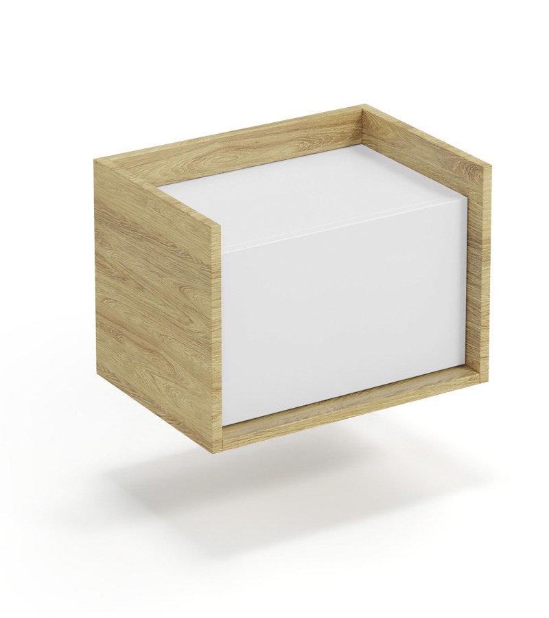 Skříňka MOBIUS LOWBOARD 1D korpus -  přírodní ořech, čelo - alpská bílá | Nábytek a dekorace > Obývací pokoj > Skříňky a vitríny