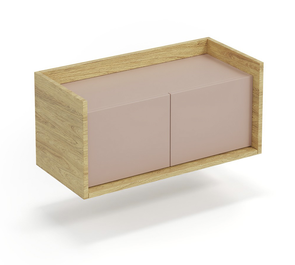 Skříňka MOBIUS LOWBOARD 2D korpus - přírodní ořech, čela - starorůžová | Nábytek a dekorace > Obývací pokoj > Skříňky a vitríny