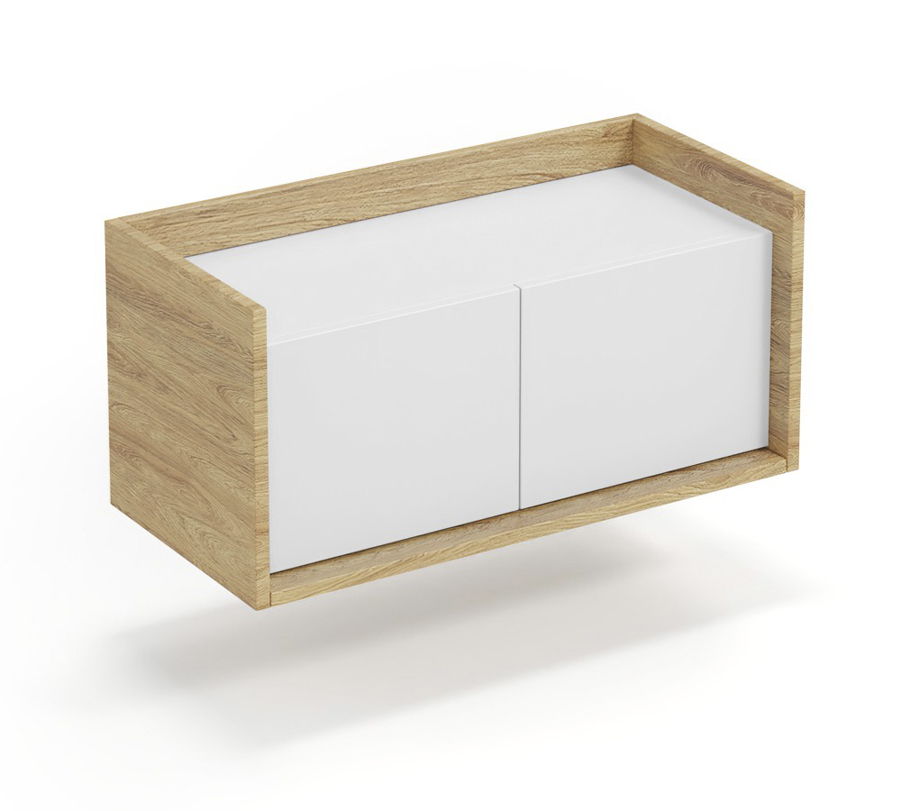 Skříňka MOBIUS LOWBOARD 2D korpus - přírodní ořech, čela - alpská bílá | Nábytek a dekorace > Obývací pokoj > Skříňky a vitríny