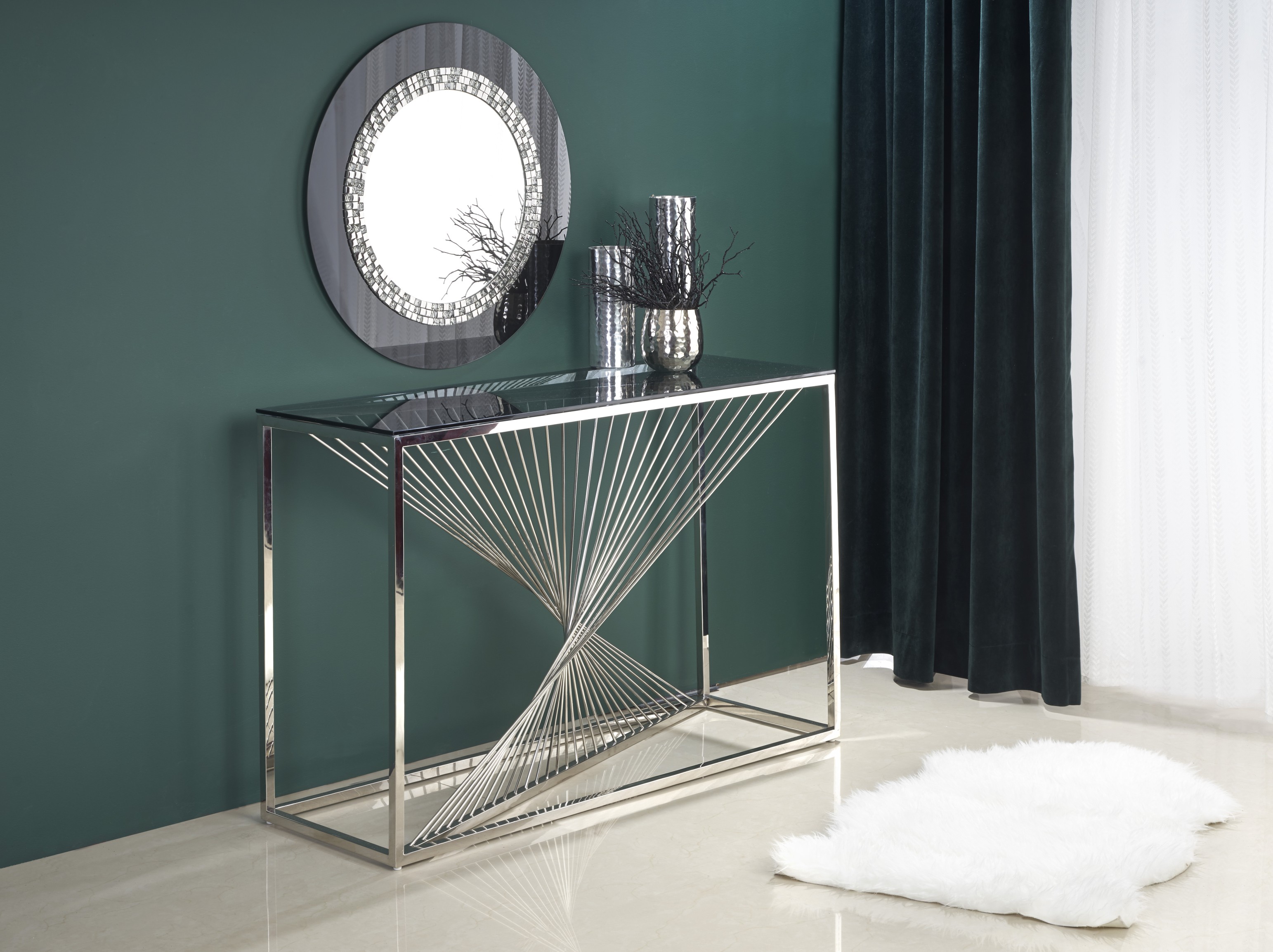 Toaletní stolek  KN4 Kosolka, rám - stříbrný, sklo - kouřové | Nábytek a dekorace > Ložnice > Toaletní stolky