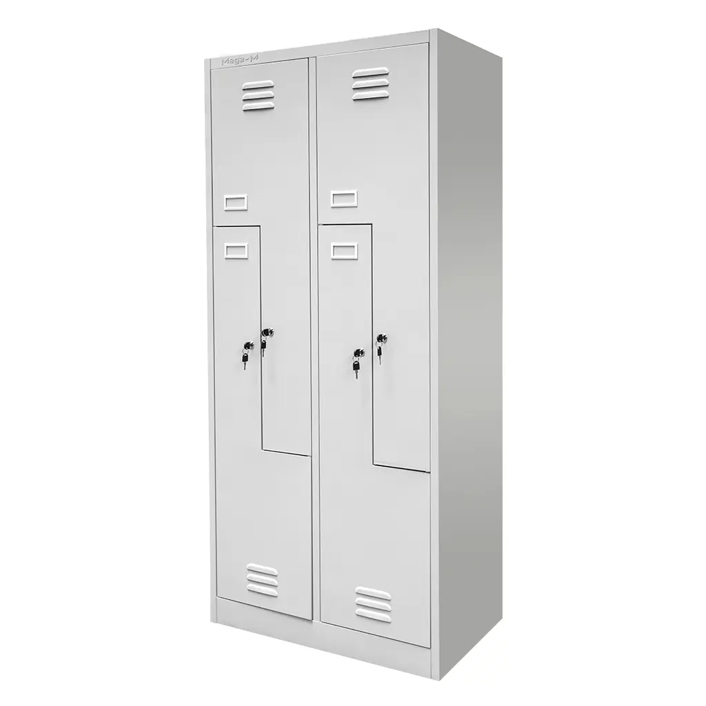 Kovová šatní skříňka J-80/L 4 oddíly, šedá, 80x50x180 cm