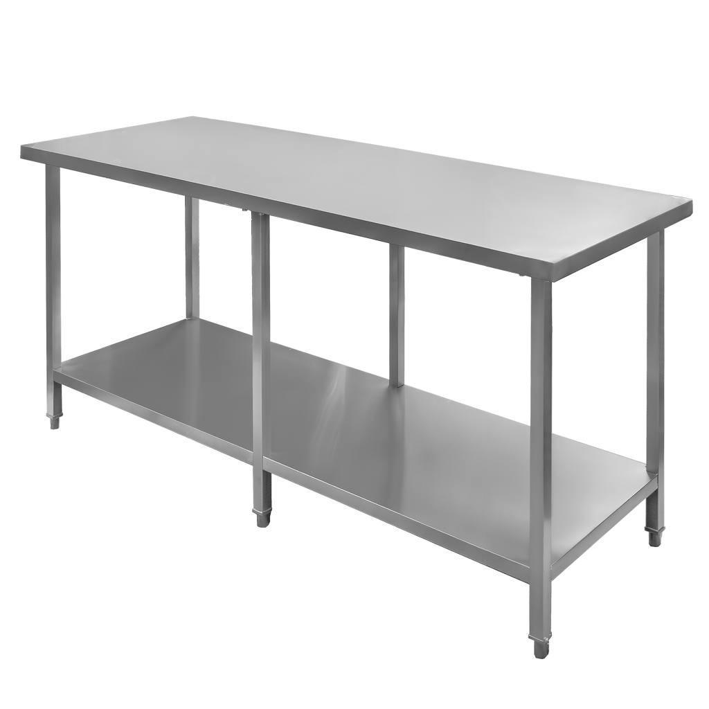 Centrální pracovní stůl z nerezové oceli s policí 180x80x85 cm