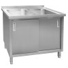 Basen zlew gastronomiczny spawany dwukomorowy z szafka Mega M 100x70x85 cm stal nierdzewna MTP004749 2