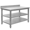 Stol gastronomiczny roboczy z 2 polkami i rantem Mega M 120x70x85 cm stal nierdzewna 1