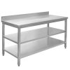 Stol gastronomiczny roboczy z 2 polkami i rantem Mega M 150x70x85 cm stal nierdzewna