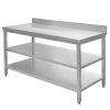 Stol gastronomiczny roboczy z 2 polkami i rantem Mega M 150x70x85 cm stal nierdzewna 1