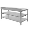 Stol gastronomiczny roboczy z 2 polkami i rantem Mega M 180x70x85 cm stal nierdzewna tyl