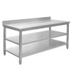 Stol gastronomiczny roboczy z 2 polkami i rantem Mega M 180x70x85 cm stal nierdzewna 1