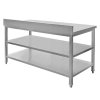 Stol gastronomiczny roboczy z 2 polkami i rantem Mega M 150x60x85 cm stal nierdzewna tyl