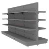 regal sklepowy metalowy dwustronny typu gondola MegaM RAL7016 grafit do sklepu garazu archiwum fabryki magazynu warsztatu przemyslowy nowy 165x300x108 plecy pelne lub perforowane EURO 2