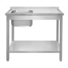 Zlew gastronomiczny spawany z komora po lewej stronie i polka Mega M 120x60x85 cm stal nierdzewna MTP005133 front 2