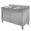 Zlew gastronomiczny dwukomorowy z szafka Mega M 120x70x85 cm stal nierdzewna MTP005137